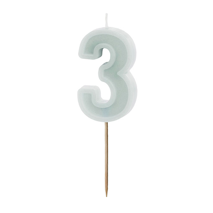 Svećica br. 3 bledo mint - 6cm