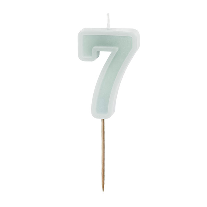 Svećica br. 7 bledo mint - 6cm