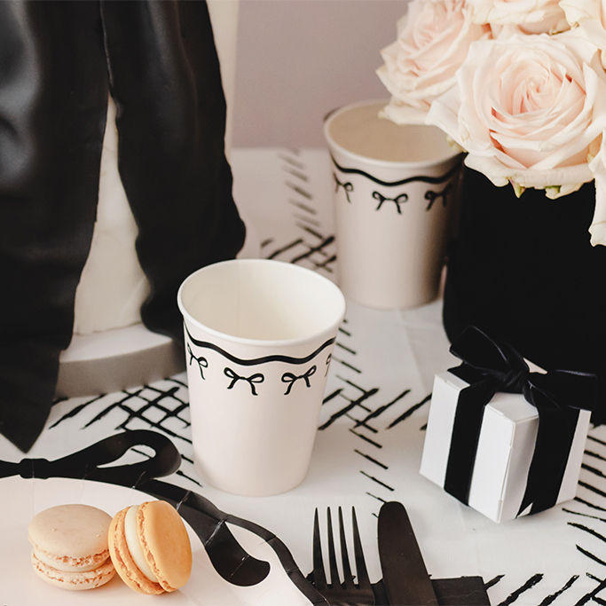 Čaše Crne mašnice 220ml - 6 kom